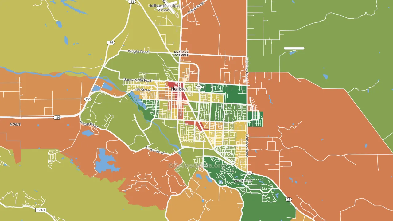 Hollister, CA Map of Assault Rates