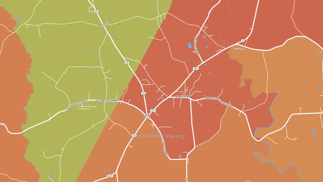 Hollister, NC Map of Assault Rates