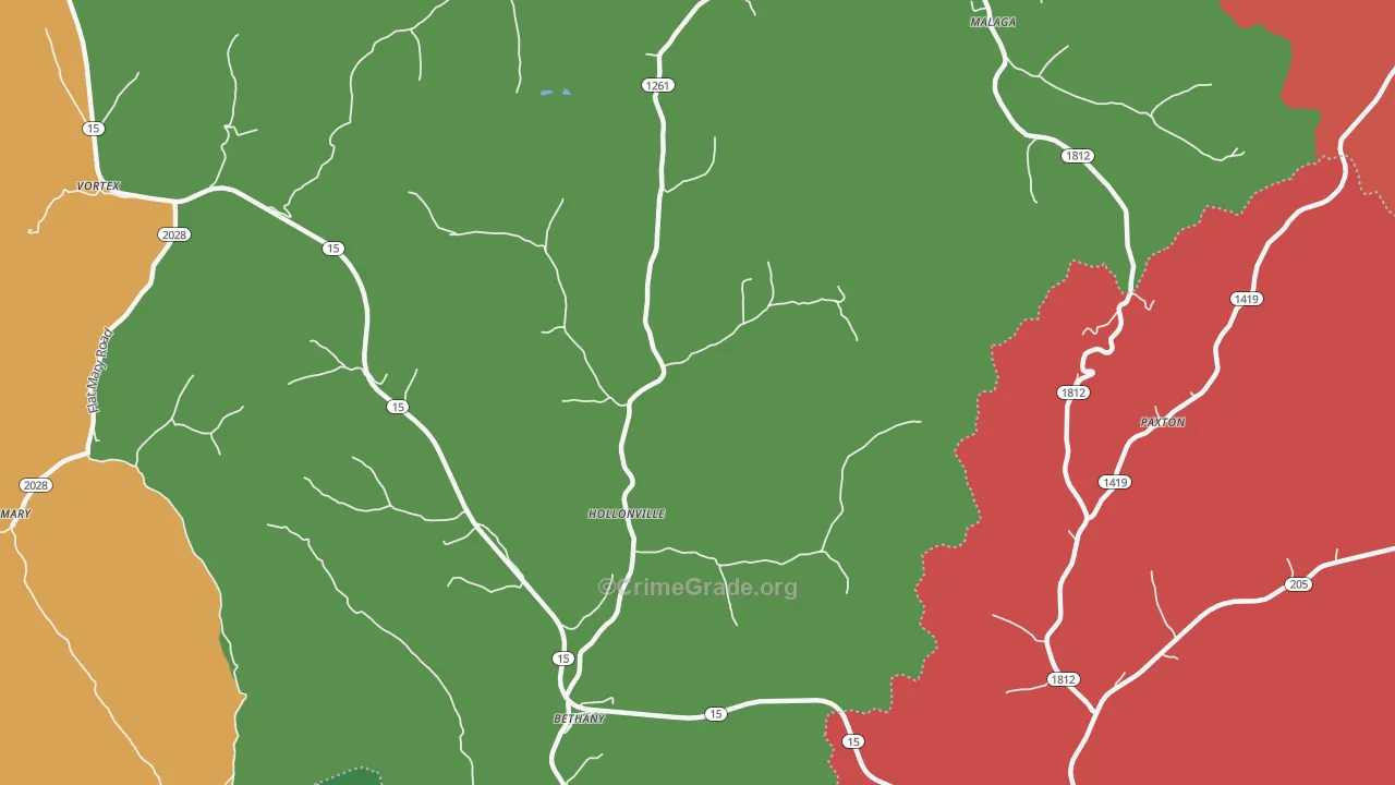 Hollonville, KY Map of Assault Rates