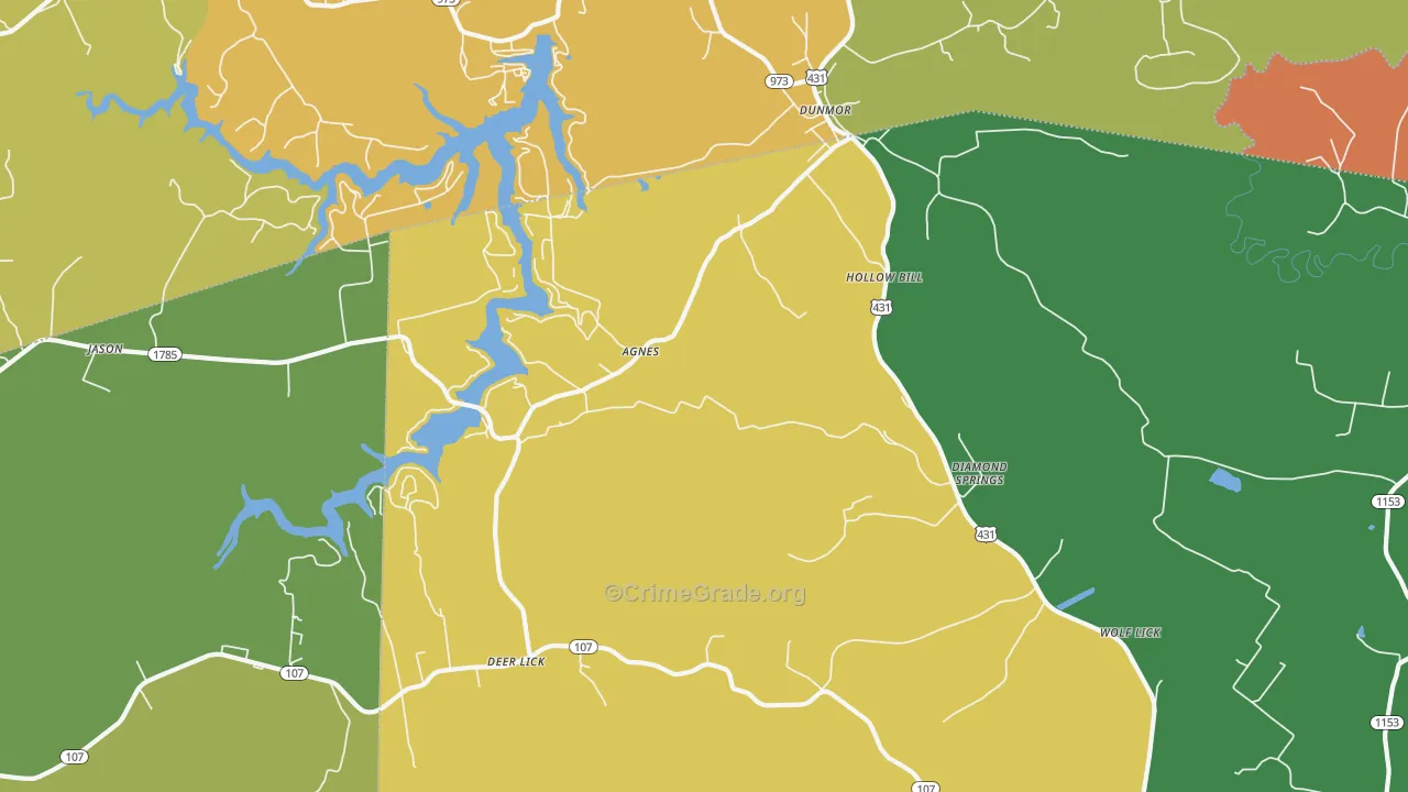 Hollow Bill, KY Map of Assault Rates