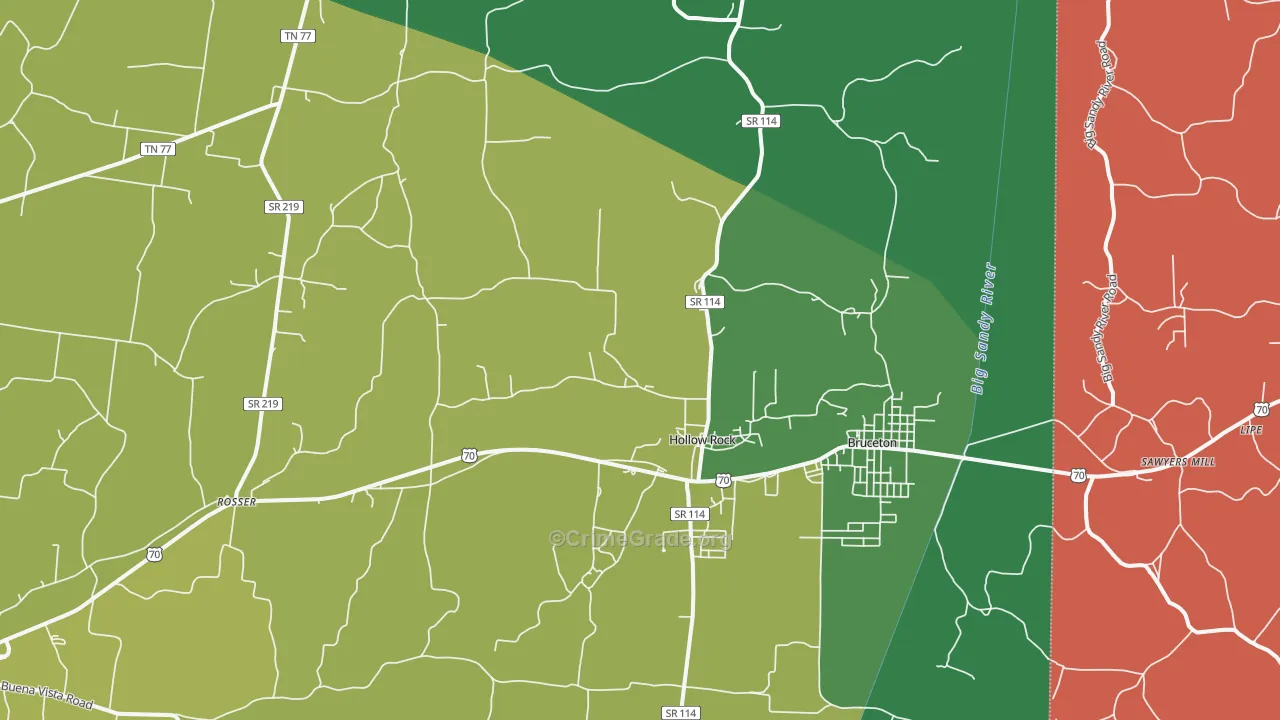 Hollow Rock, TN Map of Assault Rates