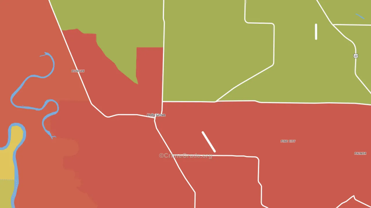 Holly Grove, AR Map of Assault Rates