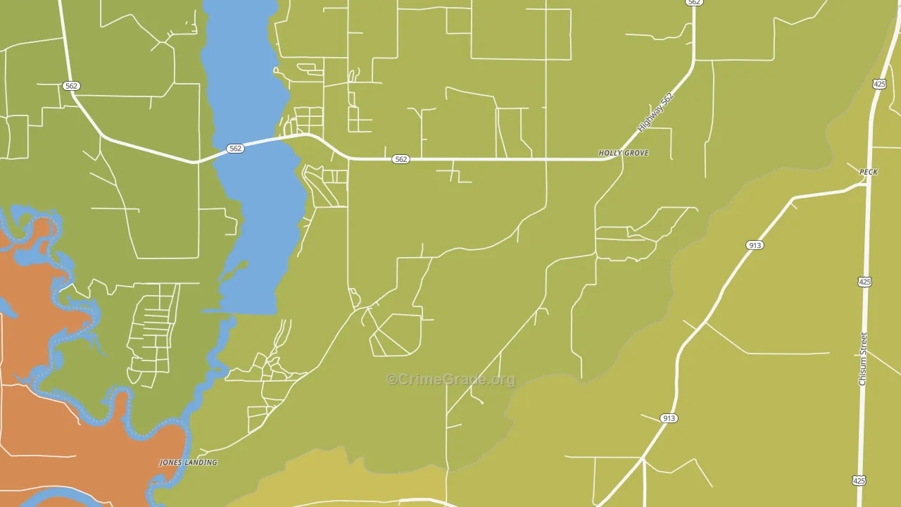 Holly Grove, LA Map of Assault Rates
