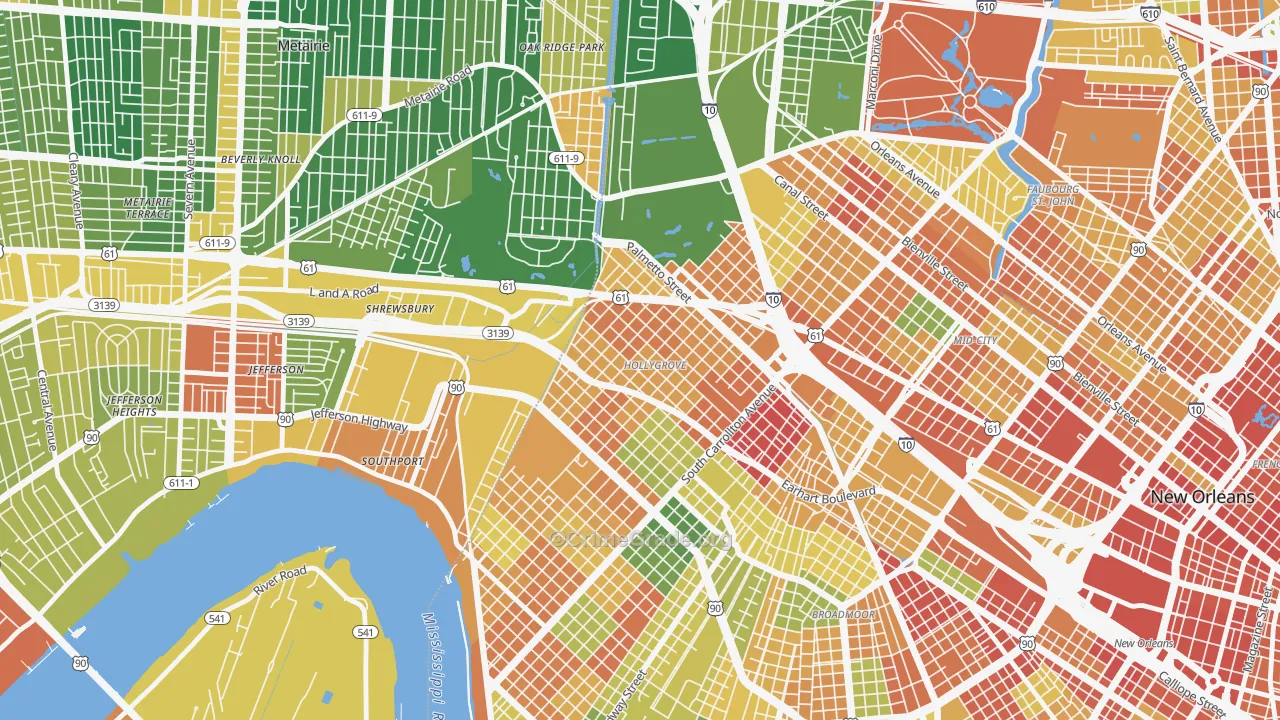 Holly Grove, New Orleans, LA Map of Assault Rates