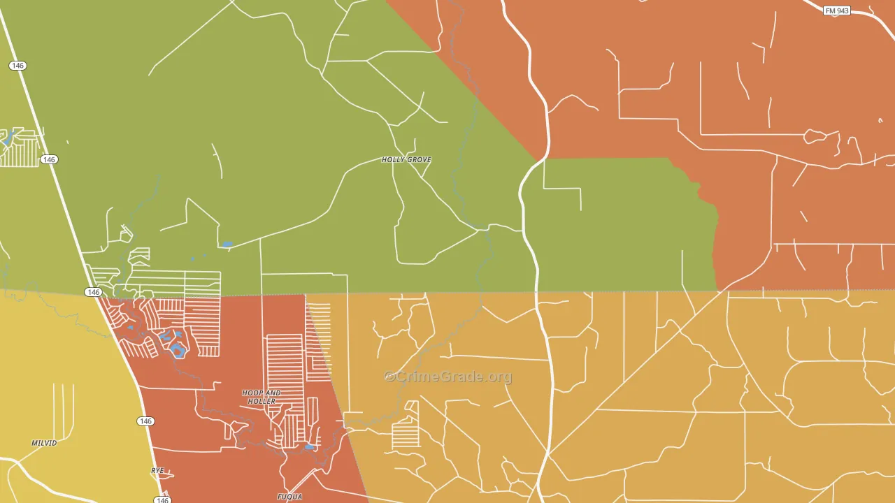 Holly Grove, TX Map of Assault Rates