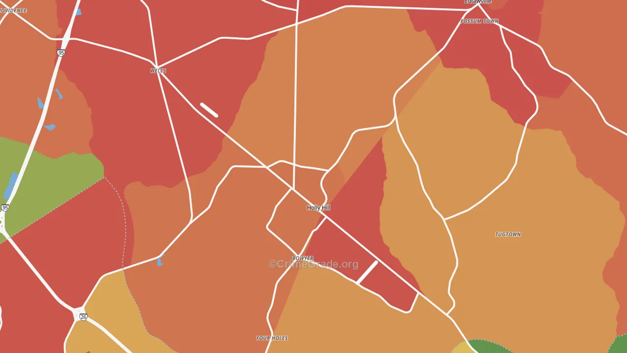 Holly Hill, SC Map of Assault Rates