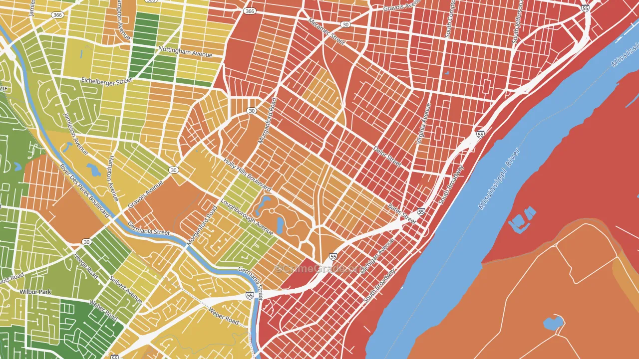 Holly Hills, St. Louis, MO Map of Assault Rates