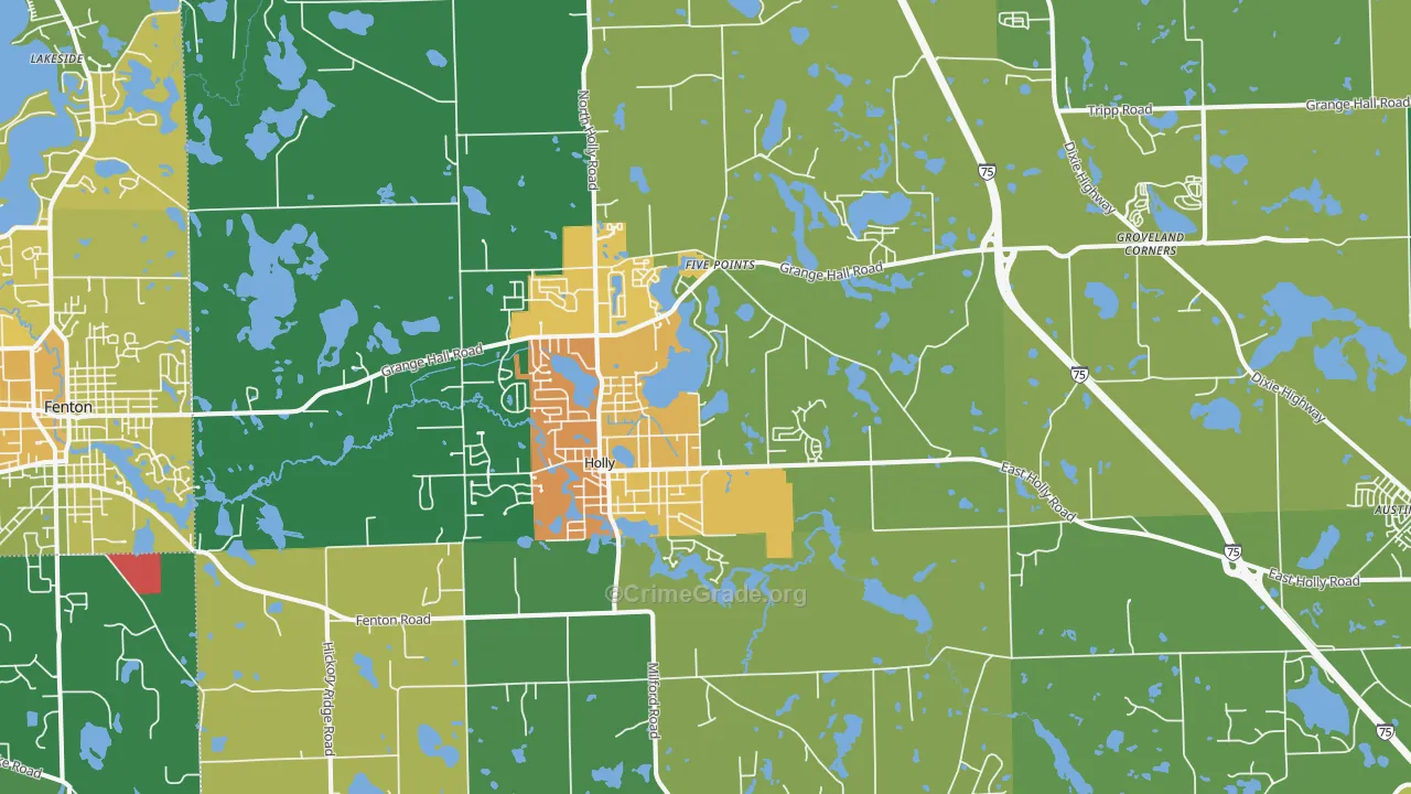 Holly, MI Map of Assault Rates