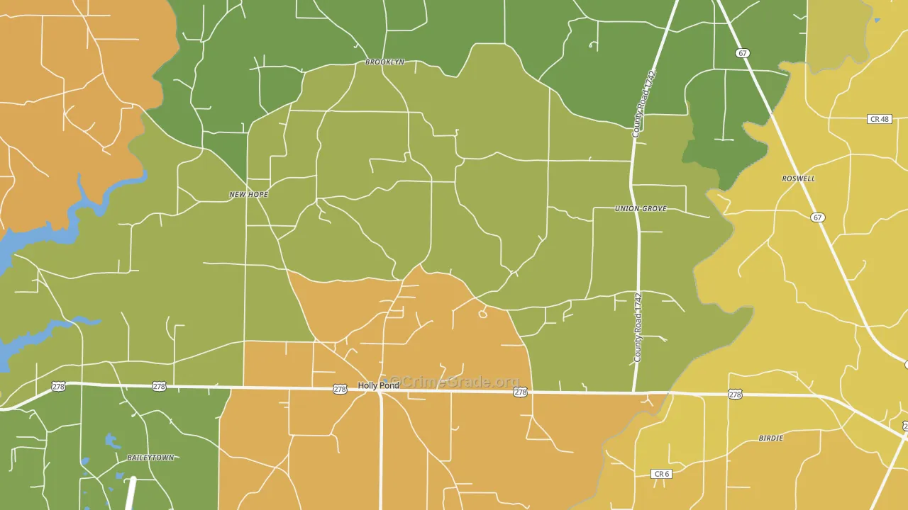 Holly Pond, AL Map of Assault Rates