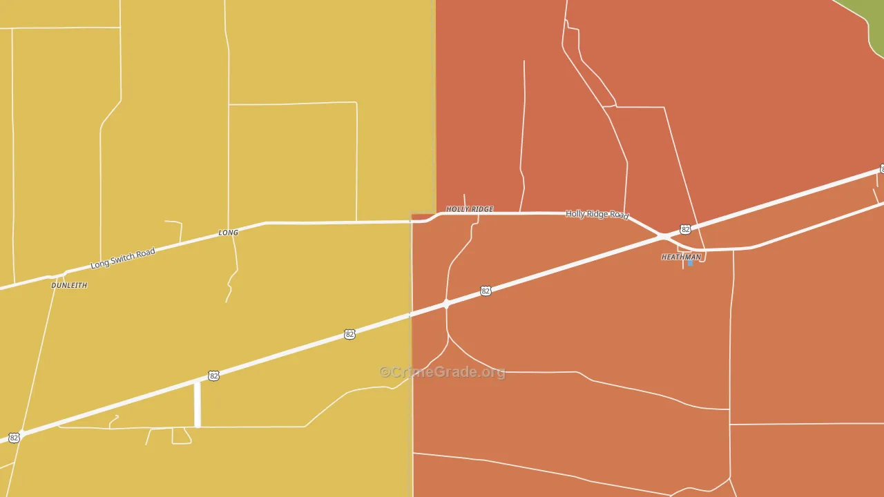 Holly Ridge, MS Map of Assault Rates