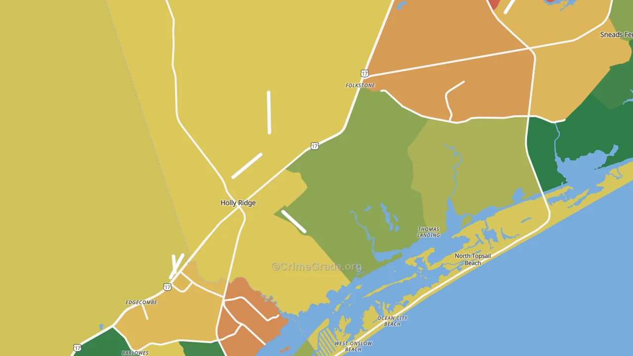 Holly Ridge, NC Map of Assault Rates