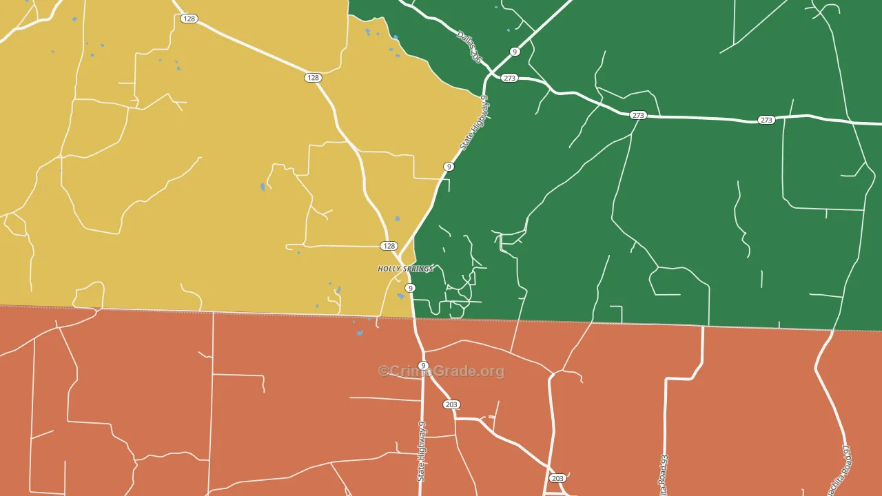 Holly Springs, AR Map of Assault Rates