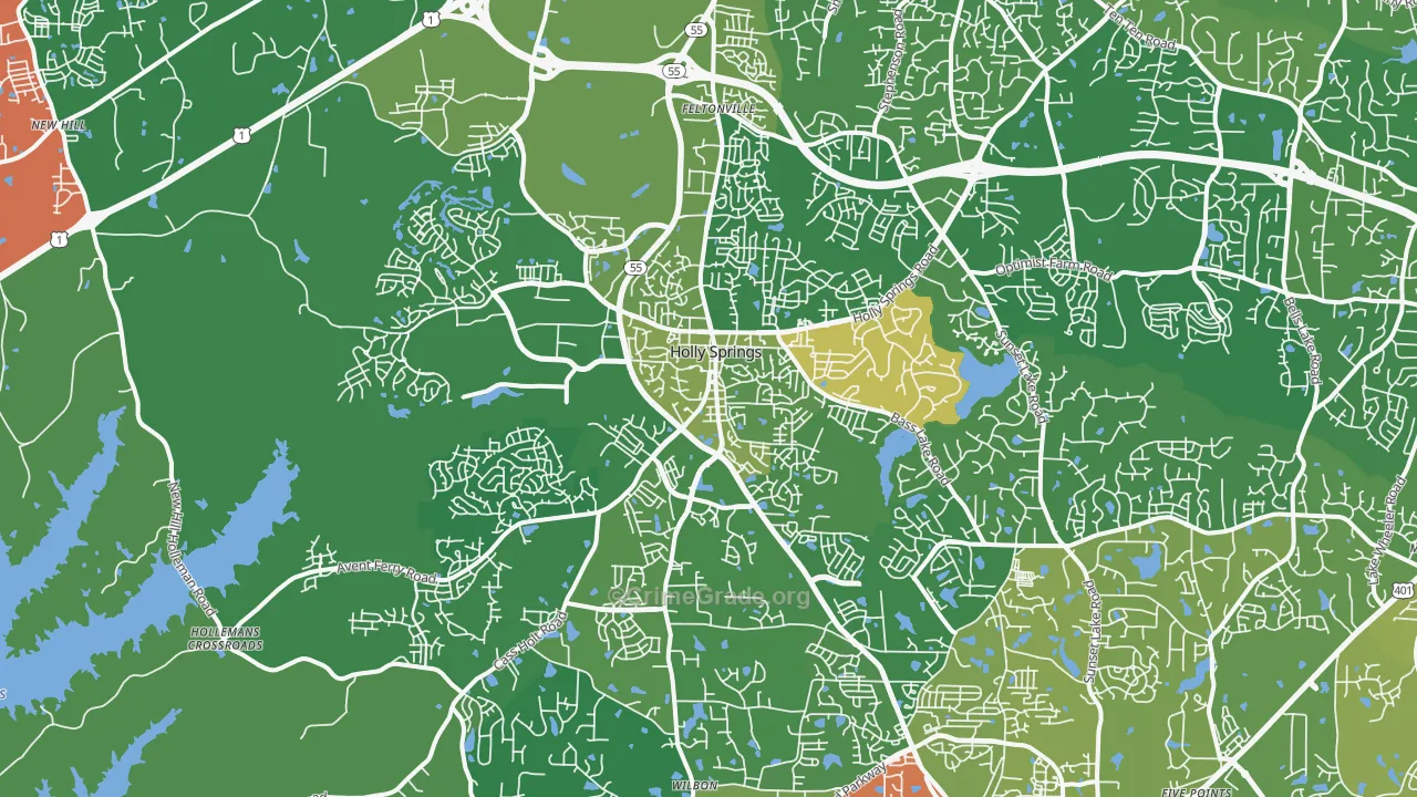 Holly Springs, NC Map of Assault Rates