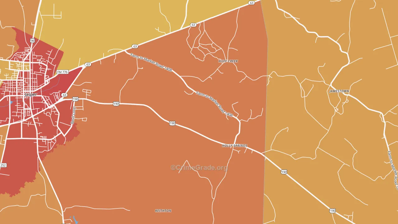 Holly Springs, TX Map of Assault Rates