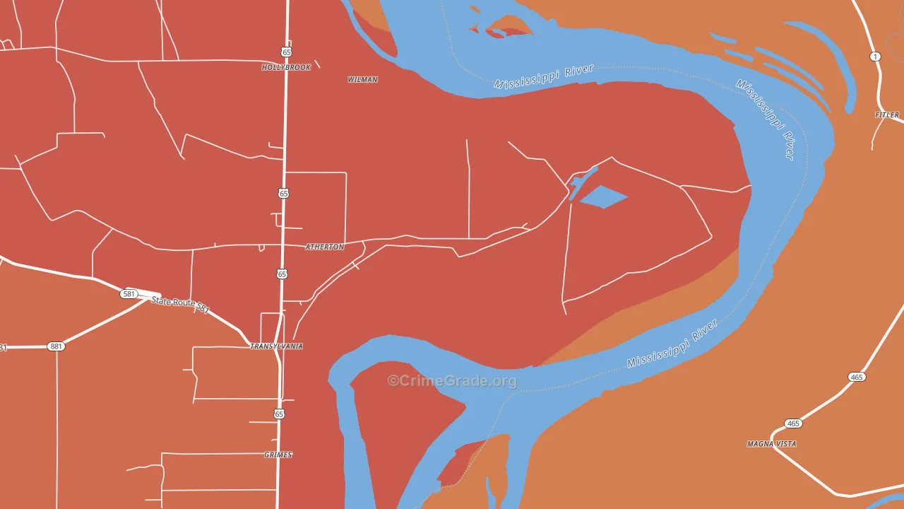 Hollybrook, LA Map of Assault Rates