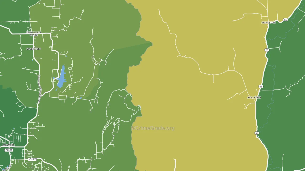 Hollytree, AL Map of Assault Rates
