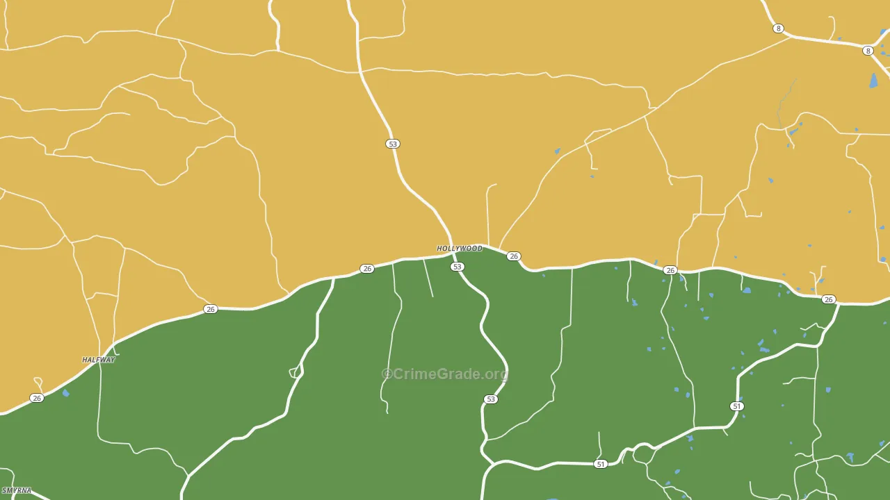 Hollywood, AR Map of Assault Rates