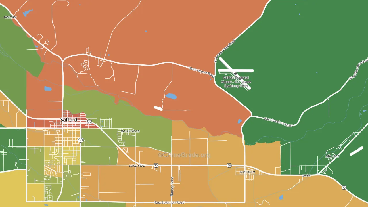 Hollywood, AZ Map of Assault Rates