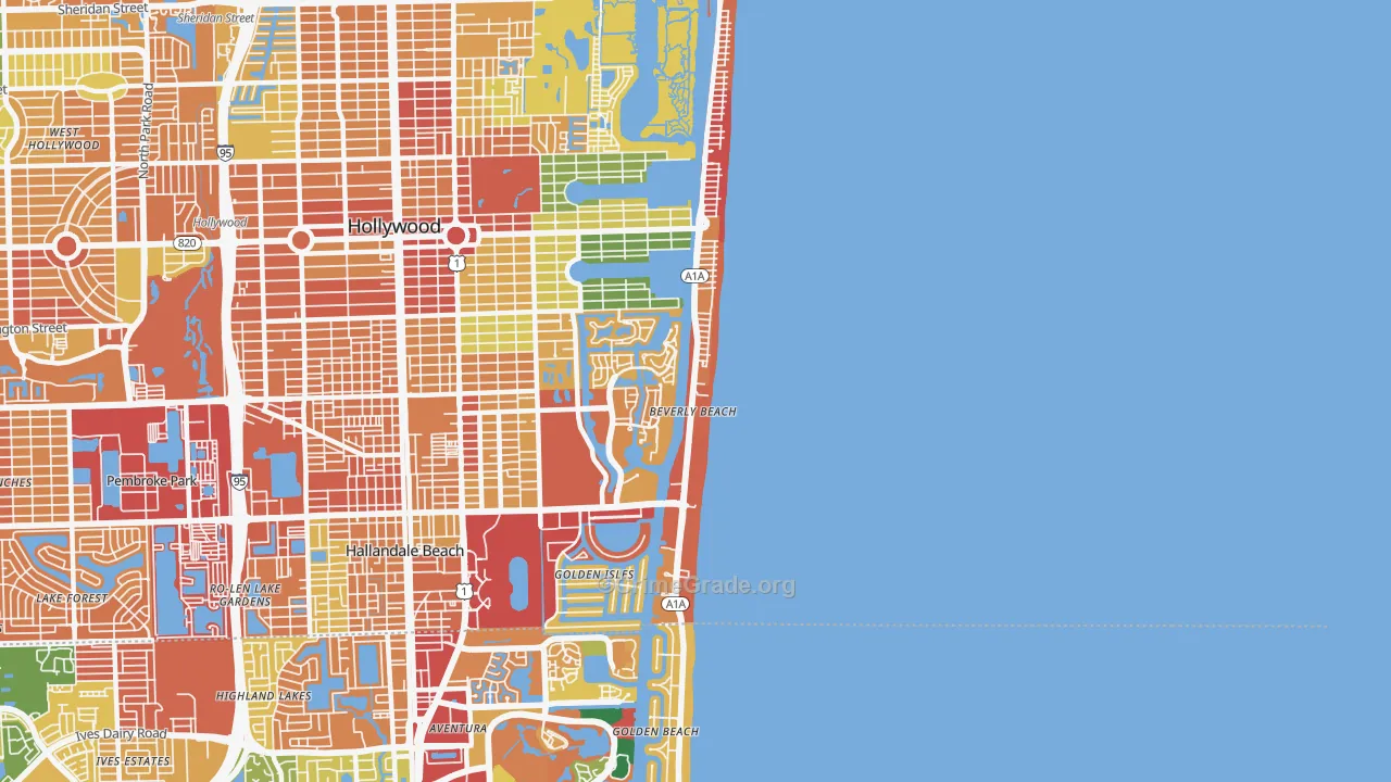 Hollywood Beach-Quadoman, Hollywood, FL Map of Assault Rates