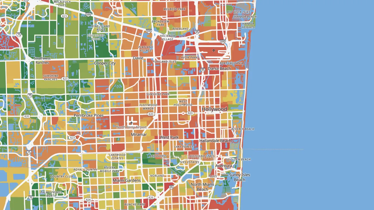Hollywood, FL Map of Assault Rates
