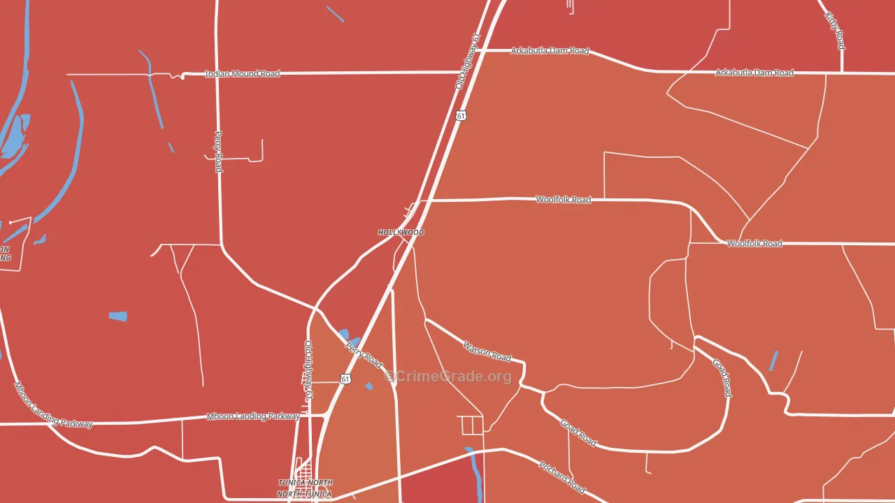 Hollywood, MS Map of Assault Rates
