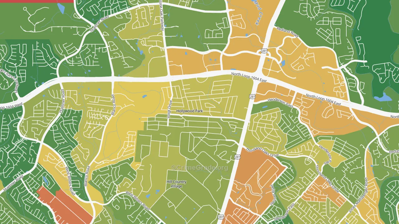 Hollywood Park, TX Map of Assault Rates