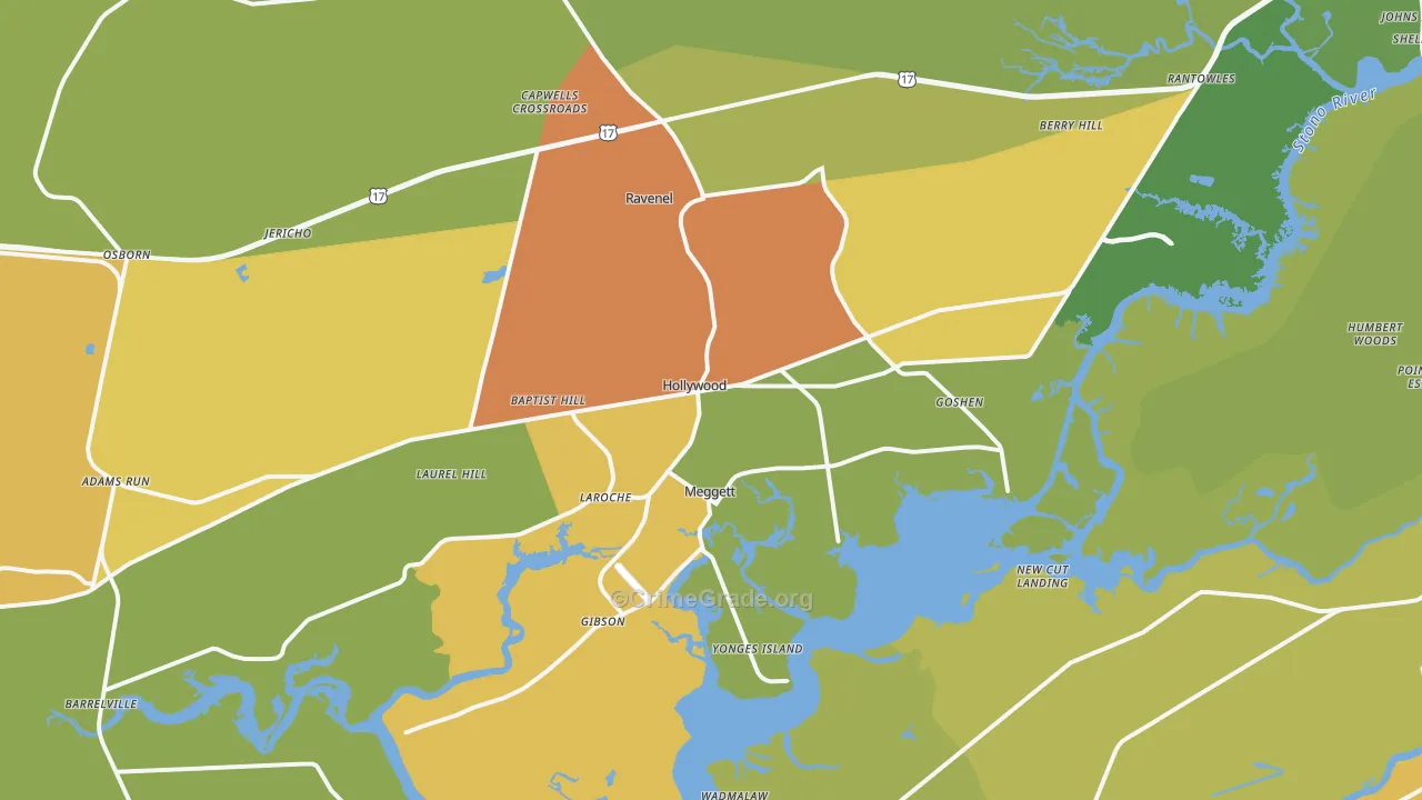 Hollywood, SC Map of Assault Rates