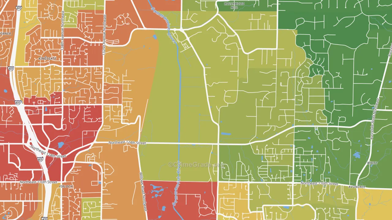 Hollywood, WA Map of Assault Rates