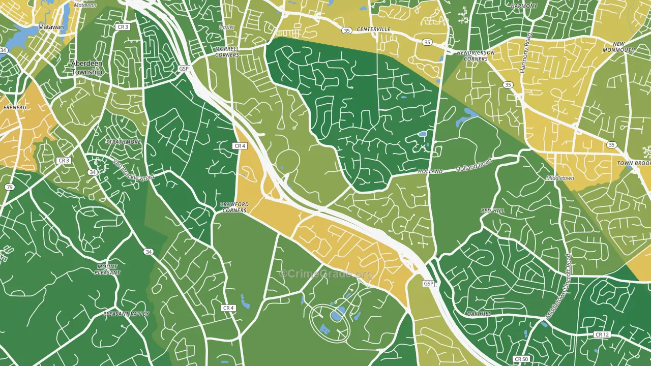 Holmdel, NJ Map of Assault Rates