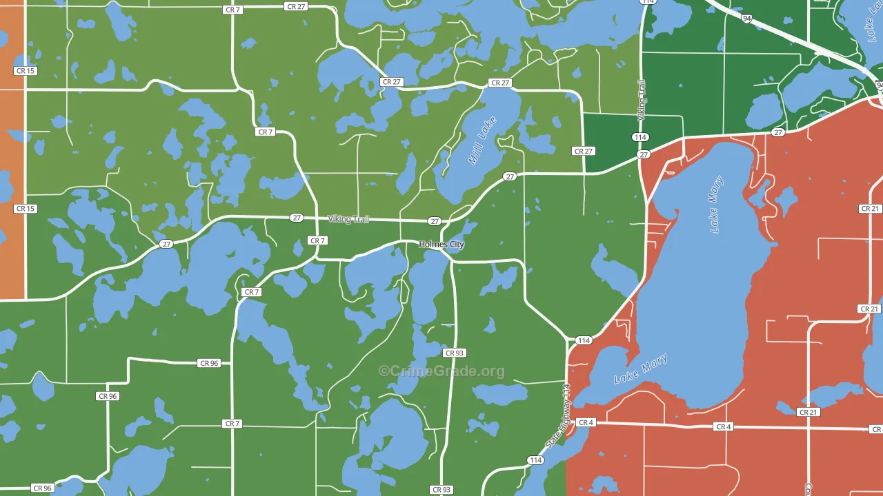 Holmes City, MN Map of Assault Rates