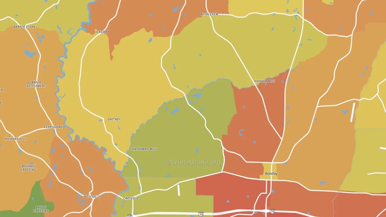 Holmes County, FL Map of Assault Rates