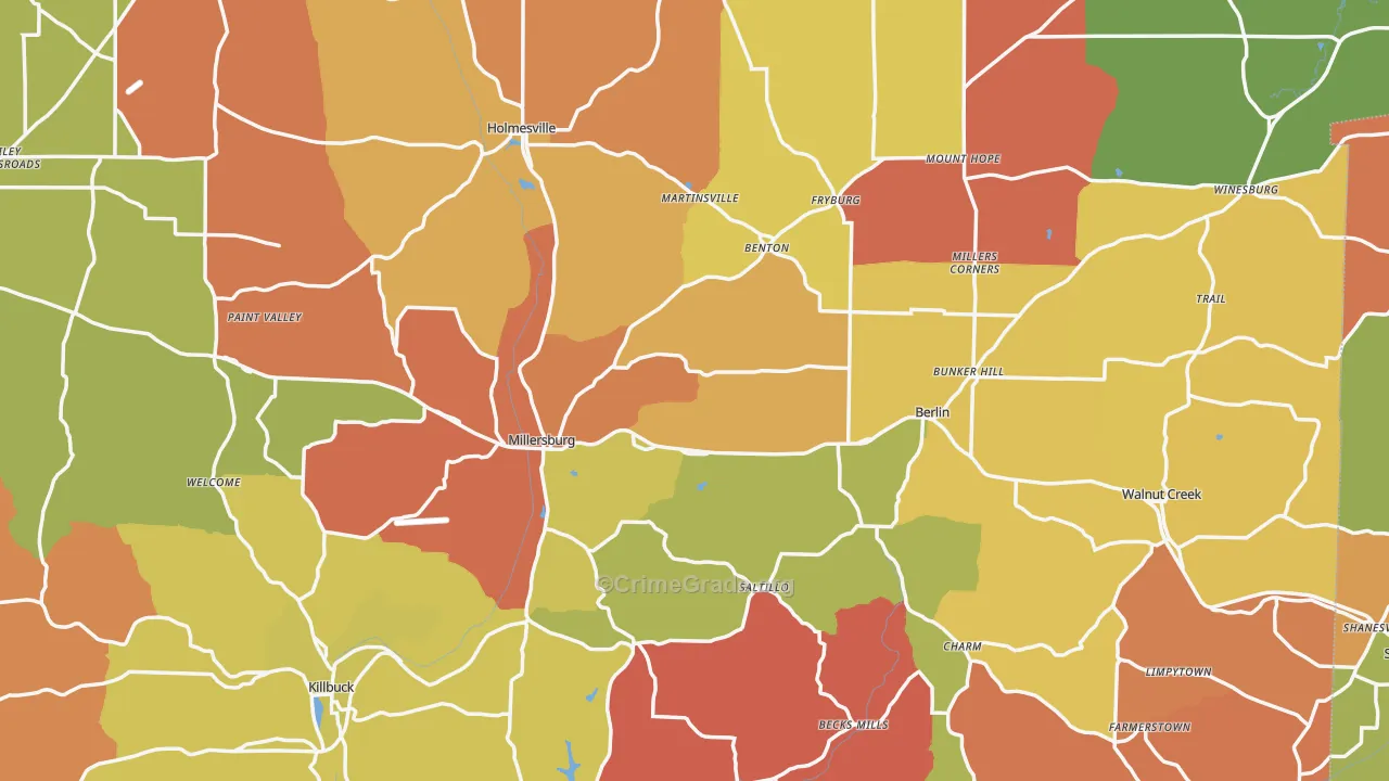 Holmes County, OH Map of Assault Rates