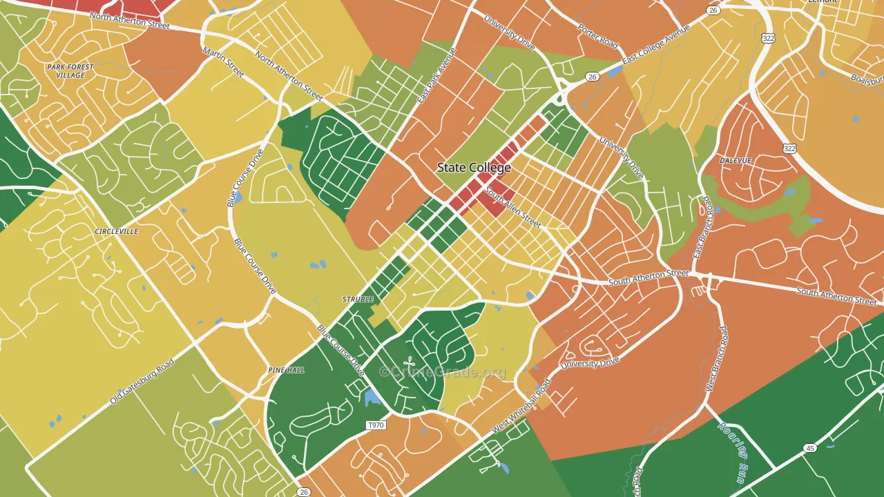 Holmes-Foster Historic District, State College, PA Map of Assault Rates