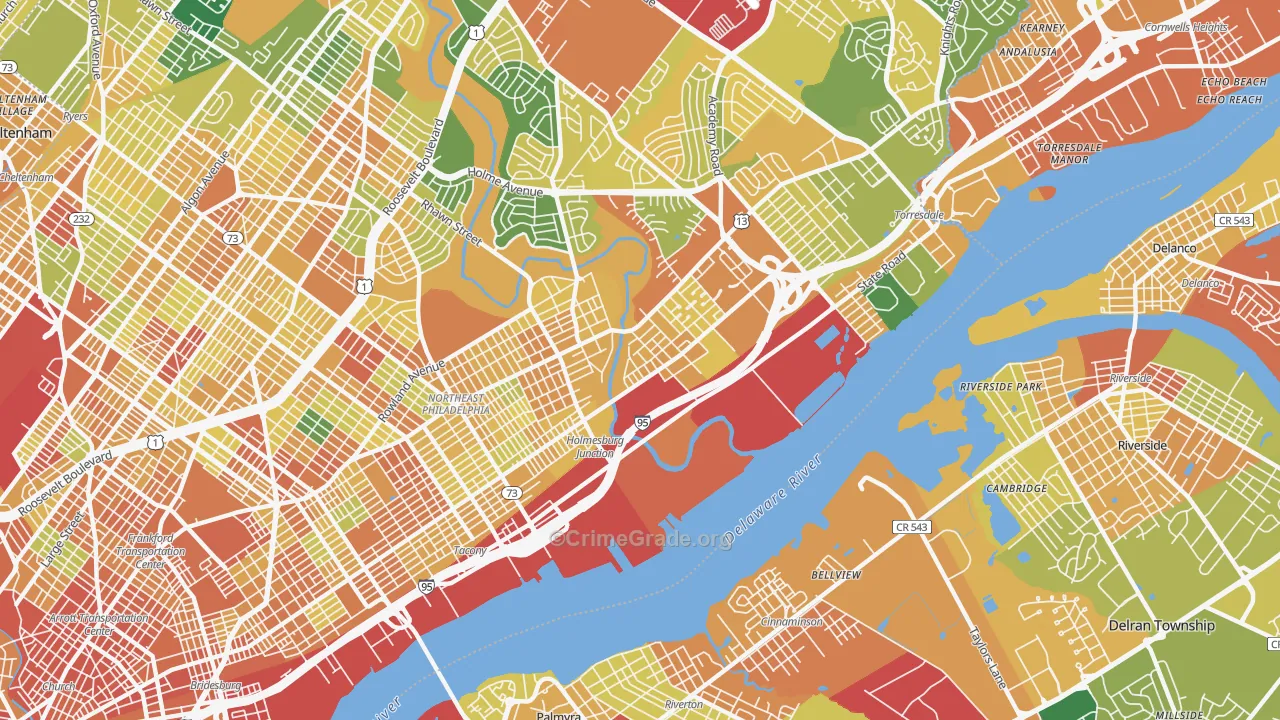 Holmesburg, Philadelphia, PA Map of Assault Rates
