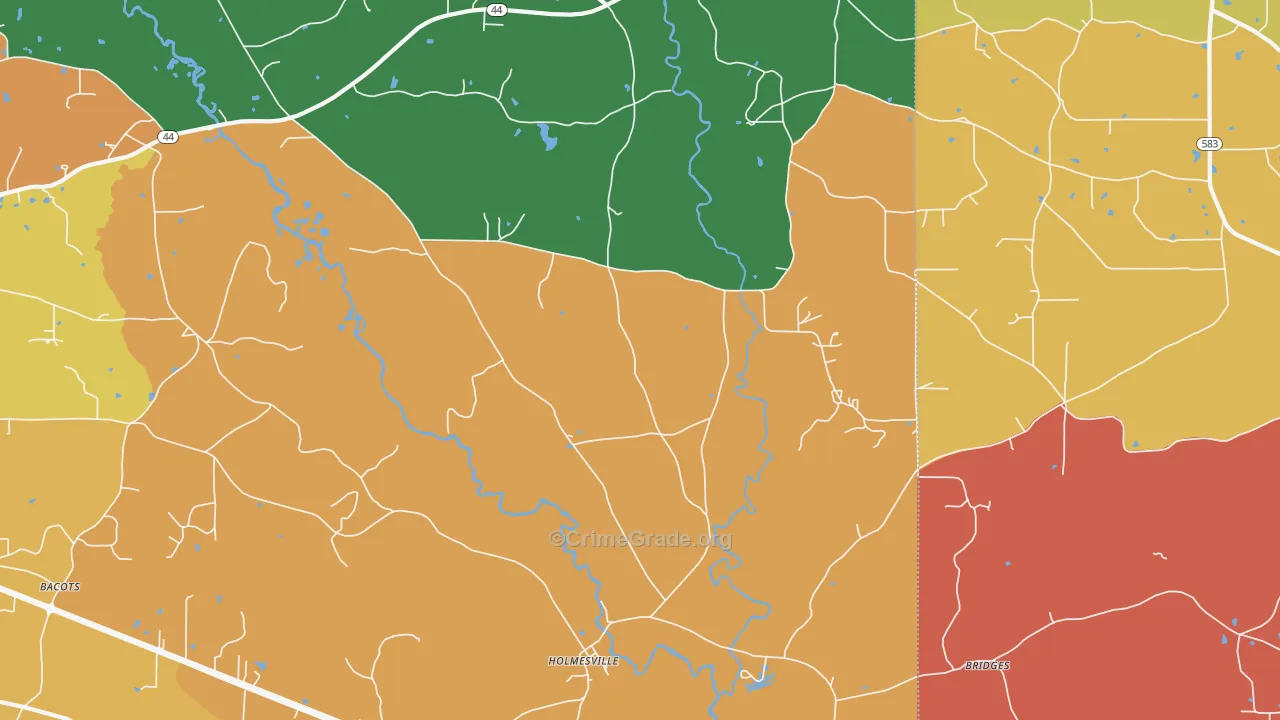 Holmesville, MS Map of Assault Rates