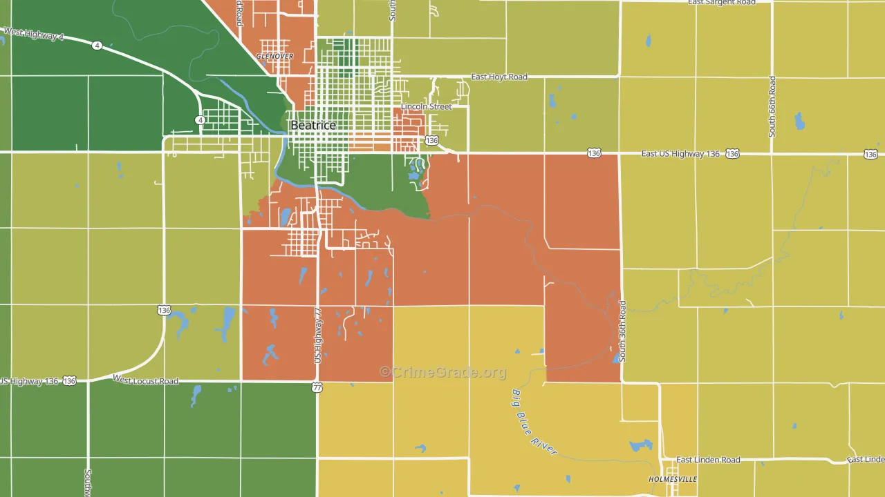 Holmesville, NE Map of Assault Rates