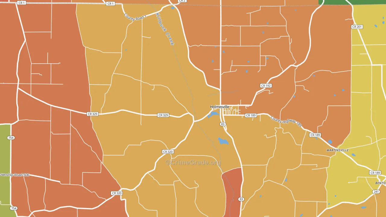 Holmesville, OH Map of Assault Rates