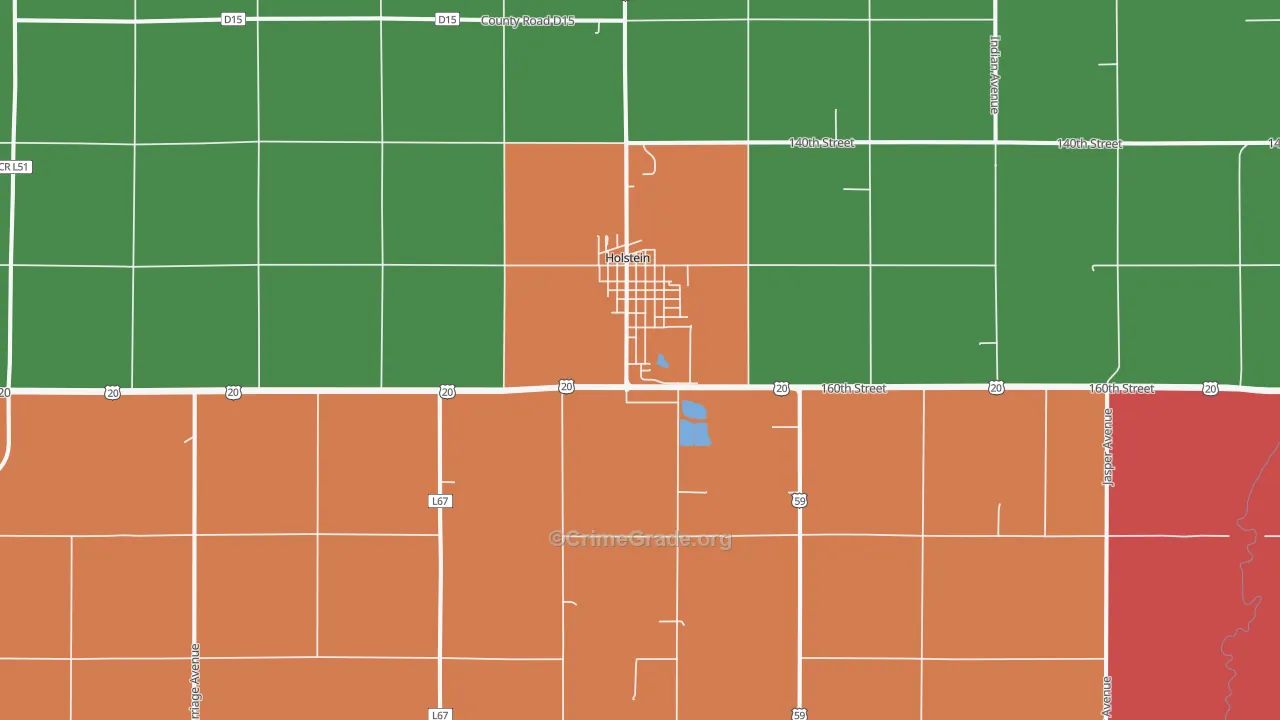 Holstein, IA Map of Assault Rates