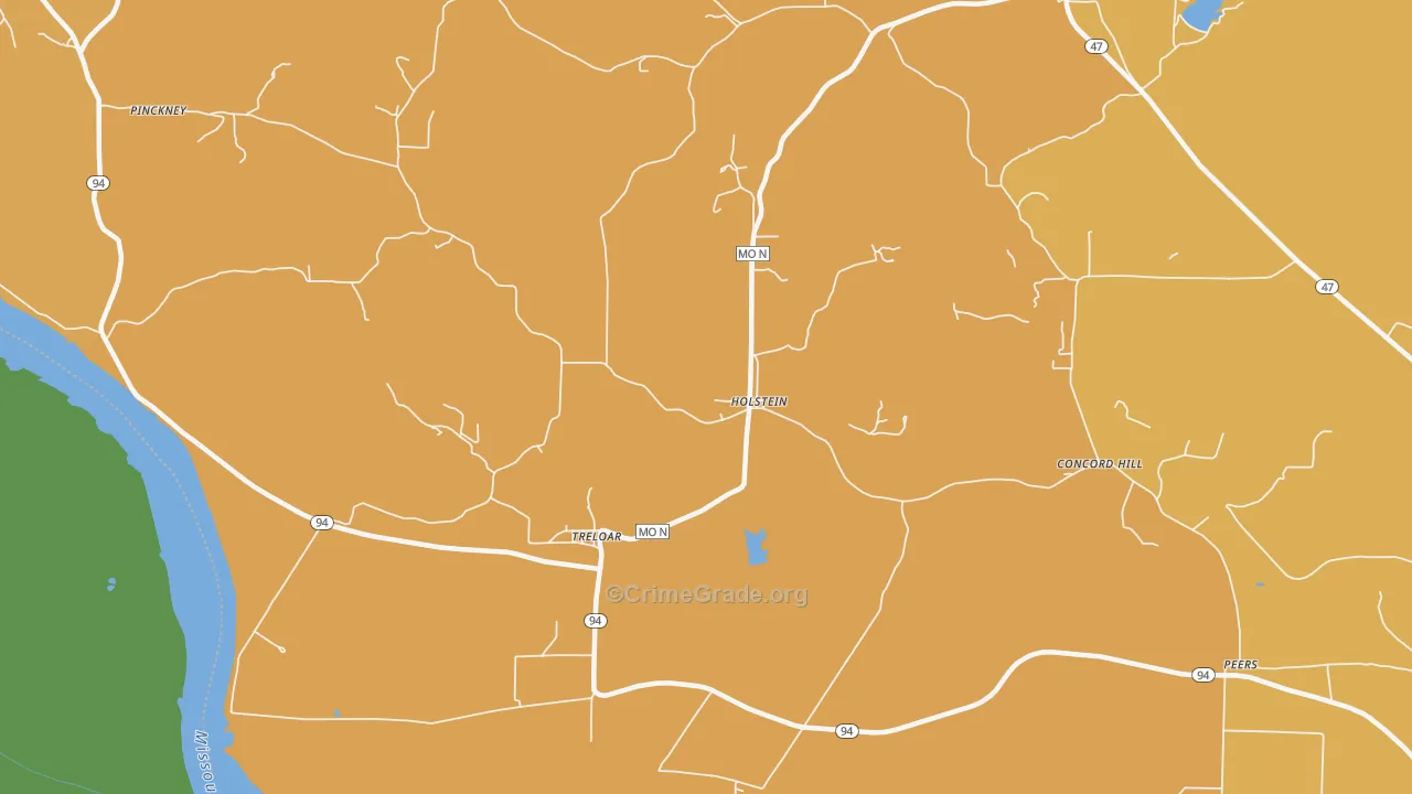 Holstein, MO Map of Assault Rates