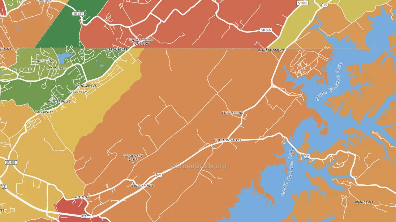 Holston Valley, TN Map of Assault Rates