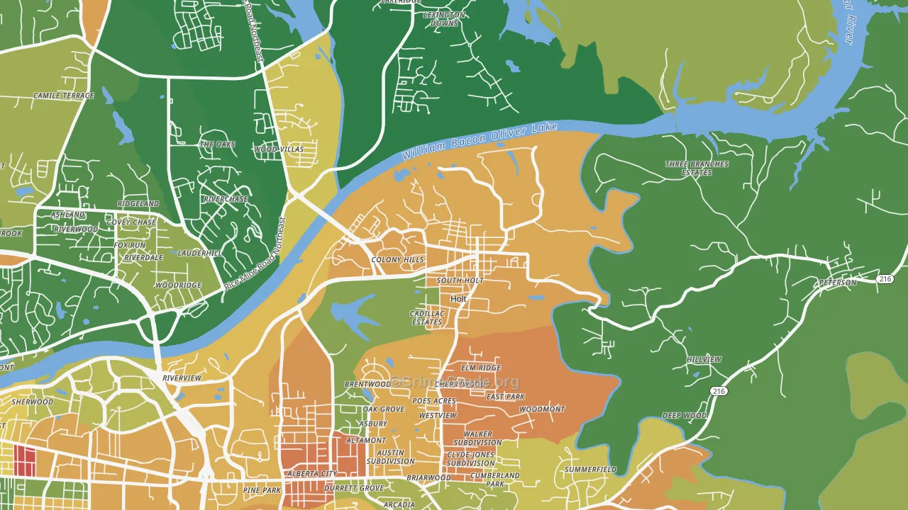 Holt, AL Map of Assault Rates
