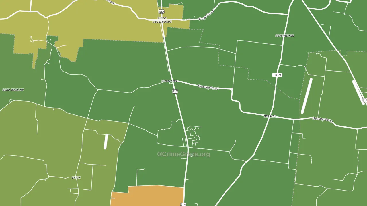 Holts Corner, TN Map of Assault Rates