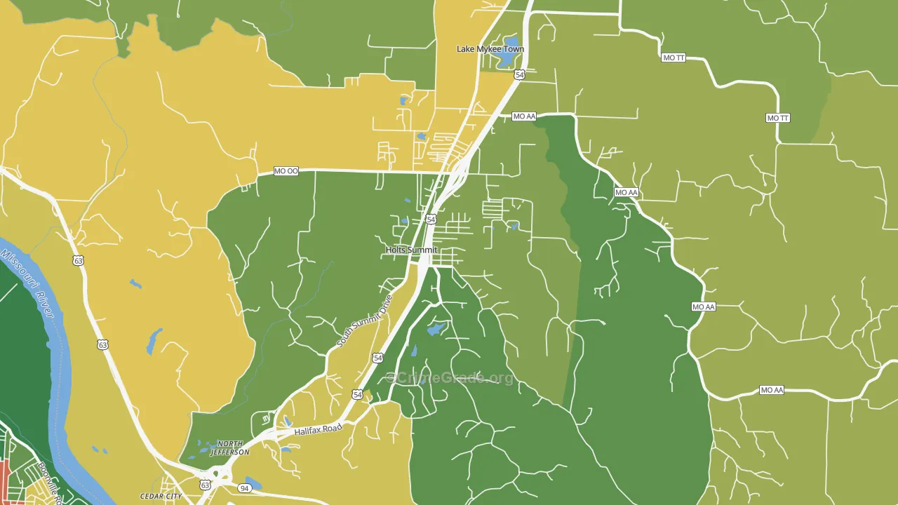 Holts Summit, MO Map of Assault Rates