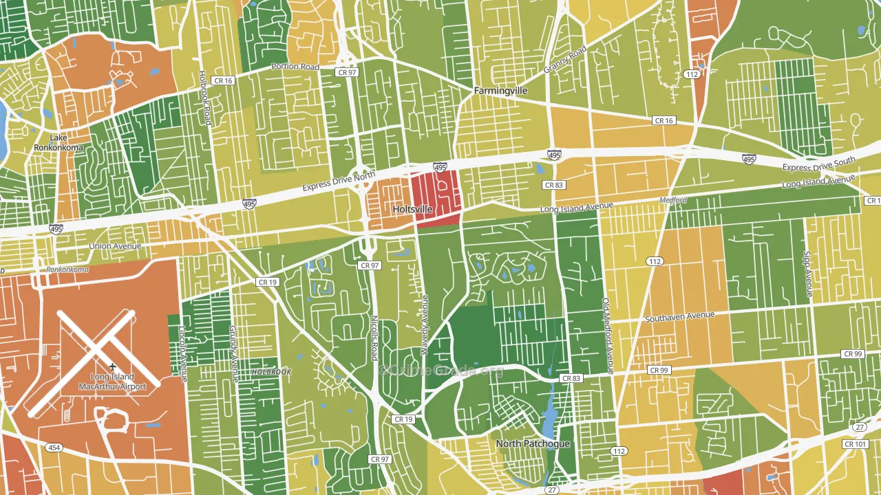 Holtsville, NY Map of Assault Rates