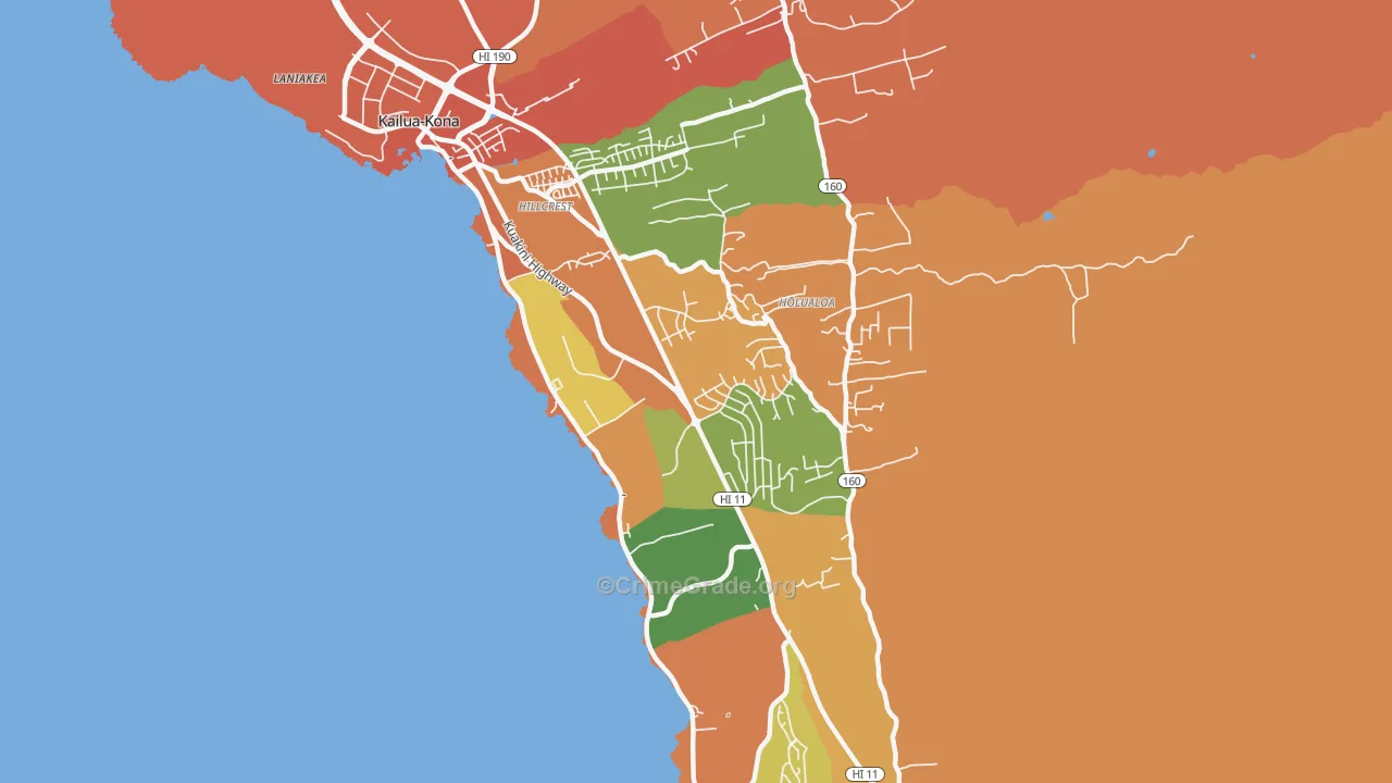Holualoa, HI Map of Assault Rates