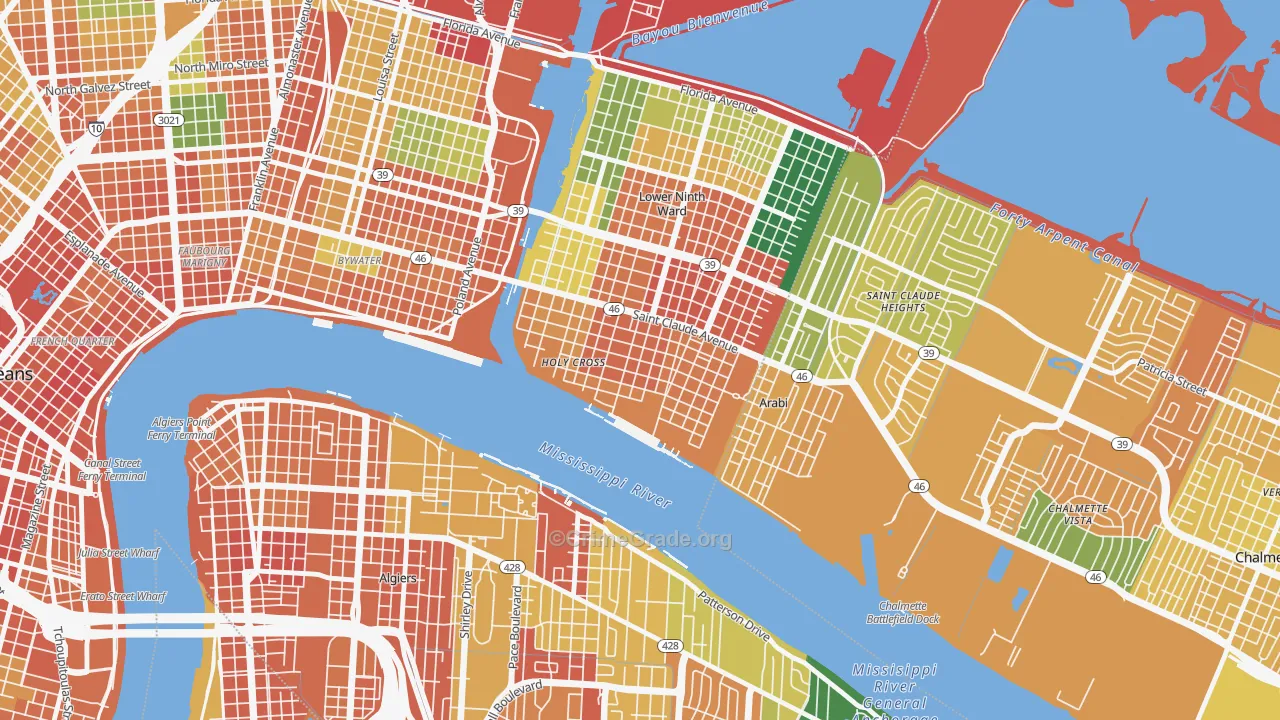 Holy Cross, New Orleans, LA Map of Assault Rates