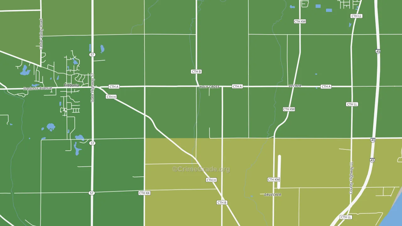 Holy Cross, WI Map of Assault Rates