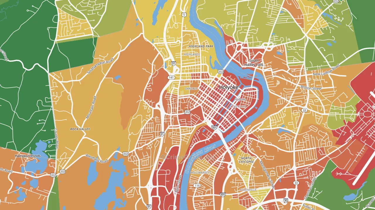 Holyoke, MA Map of Assault Rates