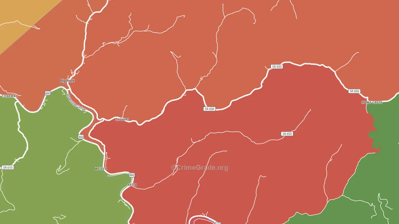 Home Creek, VA Map of Assault Rates