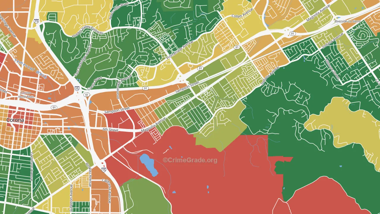 Home Gardens, Corona, CA Map of Assault Rates